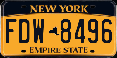 NY license plate FDW8496