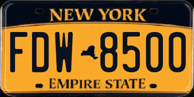 NY license plate FDW8500