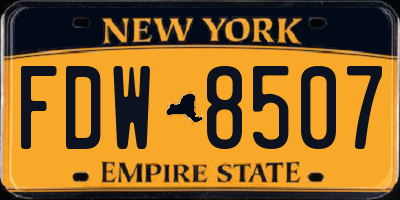 NY license plate FDW8507