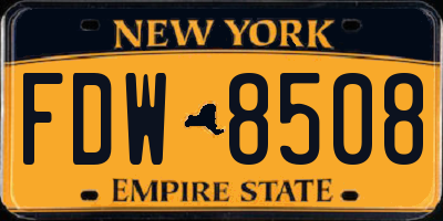 NY license plate FDW8508