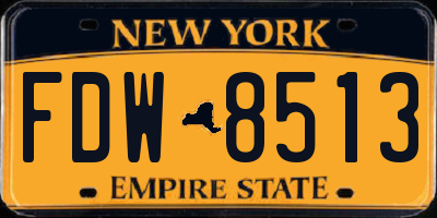 NY license plate FDW8513