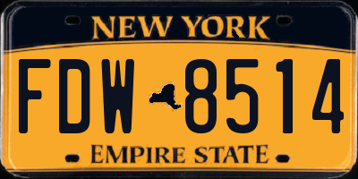 NY license plate FDW8514