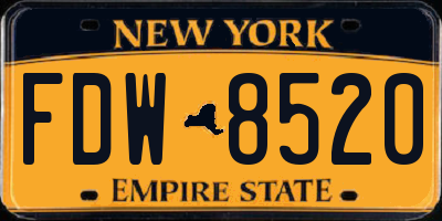 NY license plate FDW8520