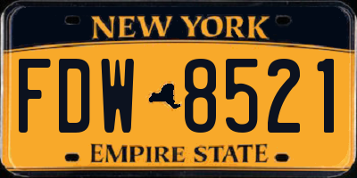 NY license plate FDW8521