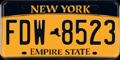 NY license plate FDW8523