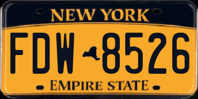 NY license plate FDW8526