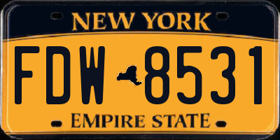 NY license plate FDW8531