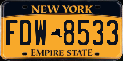 NY license plate FDW8533