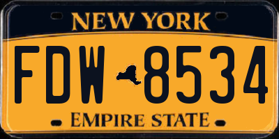 NY license plate FDW8534