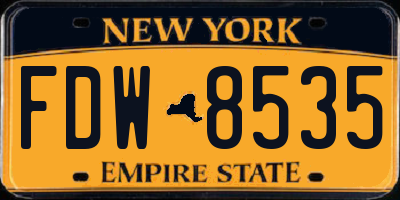 NY license plate FDW8535