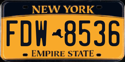 NY license plate FDW8536