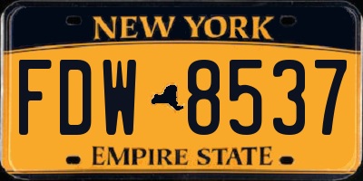 NY license plate FDW8537