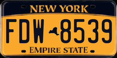 NY license plate FDW8539