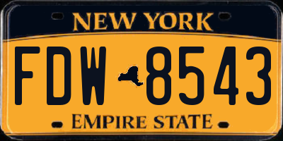 NY license plate FDW8543
