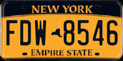 NY license plate FDW8546