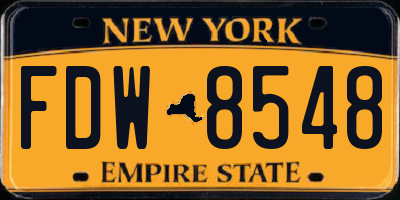 NY license plate FDW8548