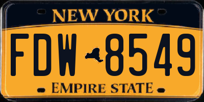 NY license plate FDW8549