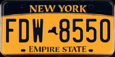 NY license plate FDW8550