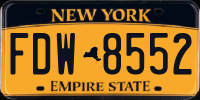 NY license plate FDW8552