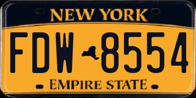 NY license plate FDW8554