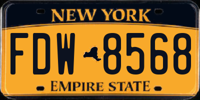 NY license plate FDW8568