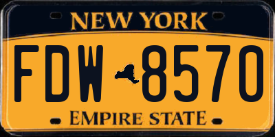 NY license plate FDW8570