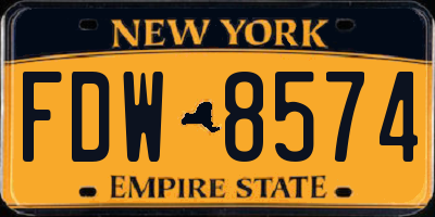 NY license plate FDW8574