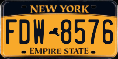 NY license plate FDW8576