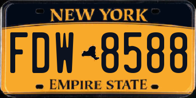 NY license plate FDW8588