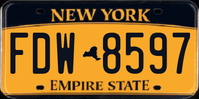 NY license plate FDW8597