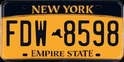 NY license plate FDW8598