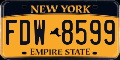 NY license plate FDW8599