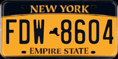 NY license plate FDW8604