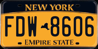 NY license plate FDW8606