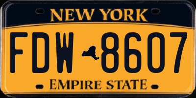 NY license plate FDW8607