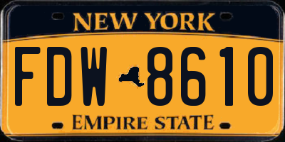 NY license plate FDW8610