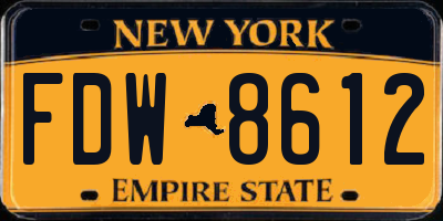 NY license plate FDW8612