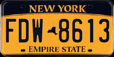 NY license plate FDW8613