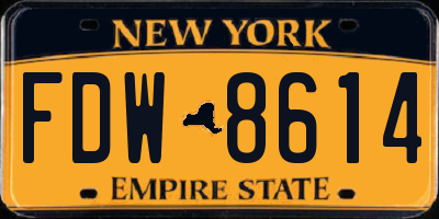 NY license plate FDW8614