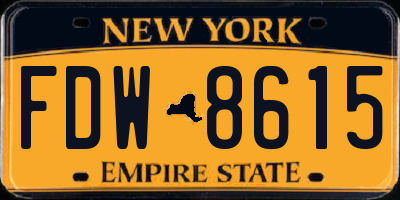 NY license plate FDW8615