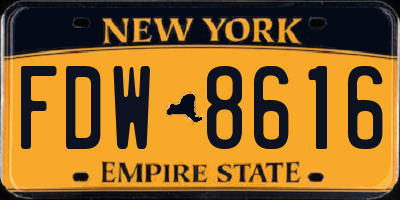 NY license plate FDW8616