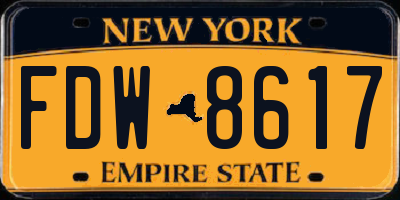 NY license plate FDW8617