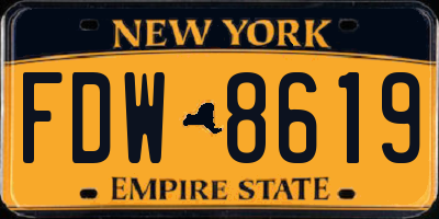 NY license plate FDW8619
