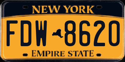 NY license plate FDW8620