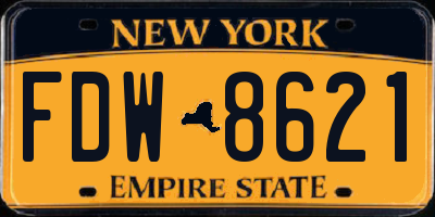 NY license plate FDW8621
