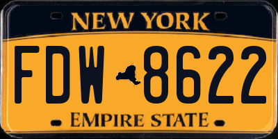NY license plate FDW8622