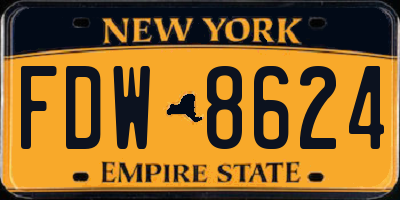 NY license plate FDW8624
