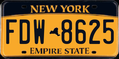 NY license plate FDW8625