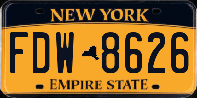 NY license plate FDW8626