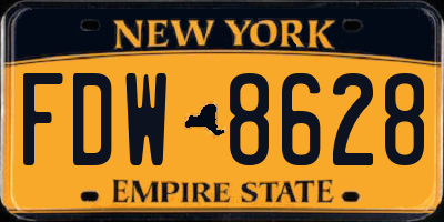 NY license plate FDW8628